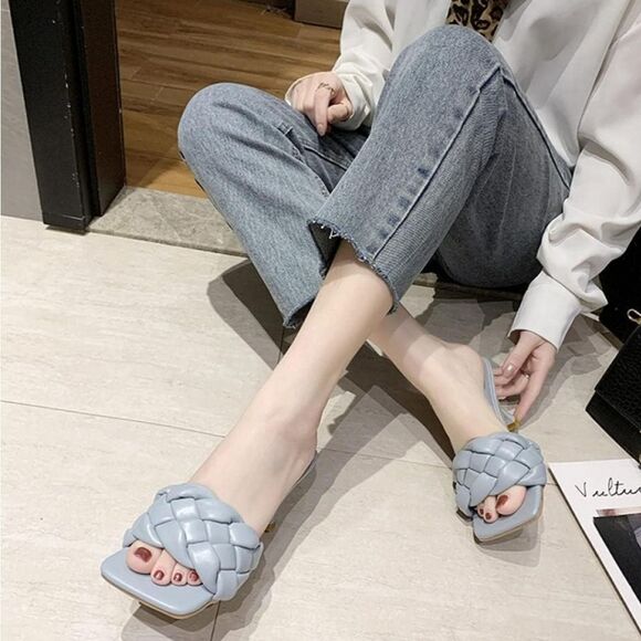 WOMEN'S CASUAL BRAIDING PATTERN OPEN-TOE HEELS SANDALS - Picture 1 of 15